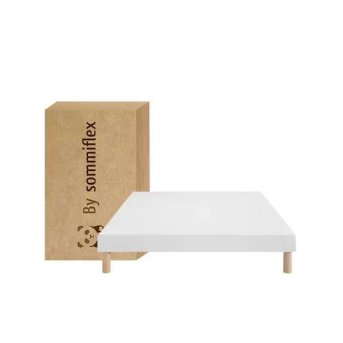 Sommier Tapissier 140x190 cm blanc + pieds - Fabrication française