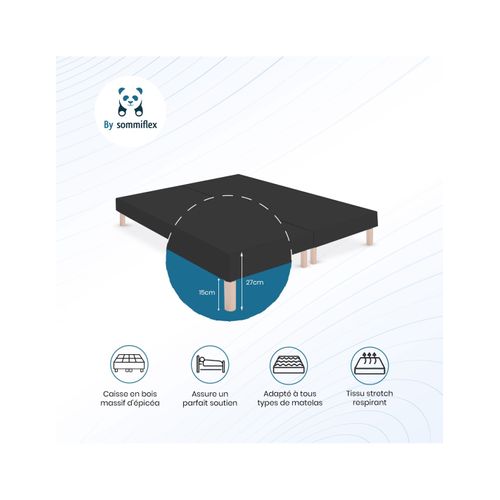 Lot De 2 Sommiers Tapissiers Noir 80x200 Ensemble 160x200 Fabrication Française Artisanale