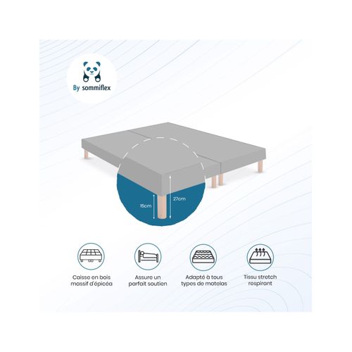 Générique Sommiers Wyatt Gris 140x200cm (2x70x200cm) Pieds Offert