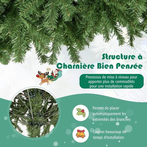 Sapin De Noël Artificiel 225 Cm - 1346 Branches PVC, Système Parapluie, Socle Stable, Décoration Réaliste