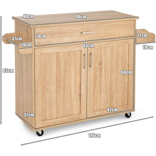 Desserte De Cuisine, À Roulettes Etagère Réglable Sur 3 Niveaux