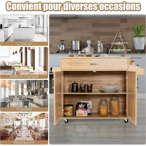 Desserte De Cuisine, À Roulettes Etagère Réglable Sur 3 Niveaux