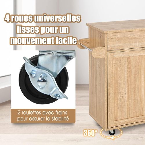 Desserte De Cuisine, À Roulettes Etagère Réglable Sur 3 Niveaux