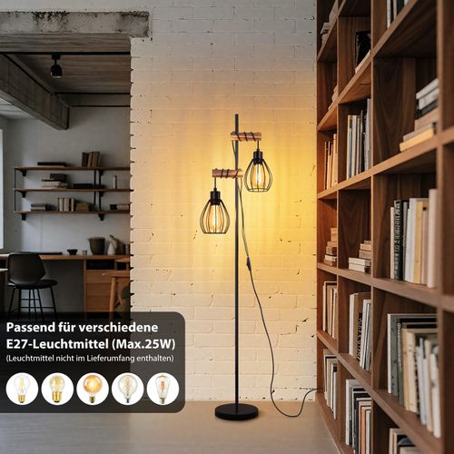 Lampadaire Sur Pied Noir Design Industriel Vintage E27 Avec Interrupteur