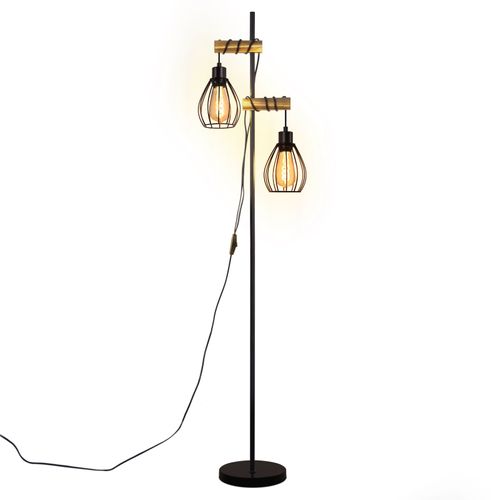 Lampadaire Sur Pied Noir Design Industriel Vintage E27 Avec Interrupteur