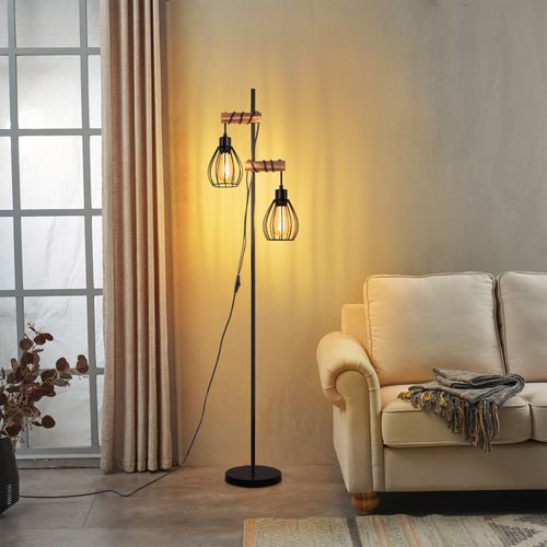 Lampadaire Sur Pied Noir Design Industriel Vintage E27 Avec Interrupteur