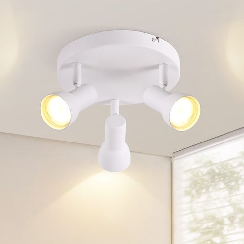 Spot De Plafond 3 Flammes, Rond, éclairage D'intérieur, Blanc, Métal, Culot Gu10