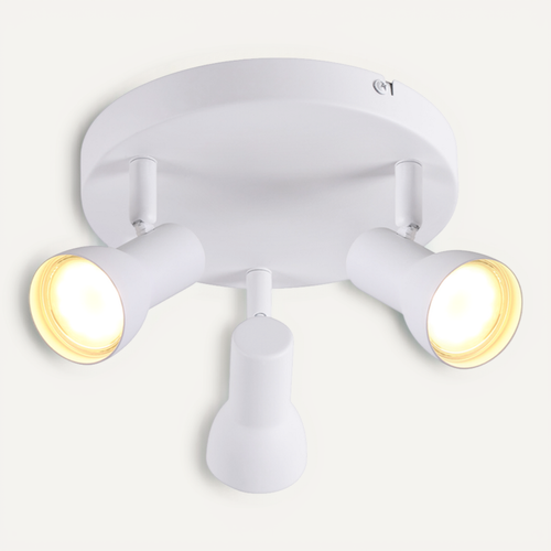 Spot De Plafond 3 Flammes, Rond, éclairage D'intérieur, Blanc, Métal, Culot Gu10