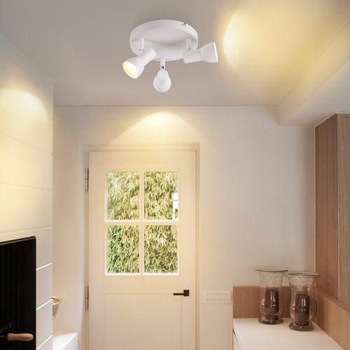 Spot De Plafond 3 Flammes, Rond, éclairage D'intérieur, Blanc, Métal, Culot Gu10