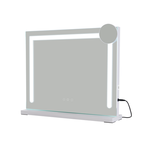 Miroir Maquillage Hollywood Sur Pied Avec 9 LED, Miroir De Table Lumineux Rotation 360° Cosmétique