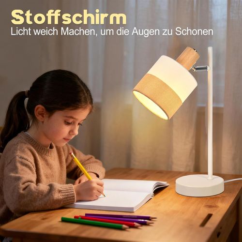 Lampe De Table Vintage Bois - Lampe Chevet Tissu E14 Câble, sans Ampoule