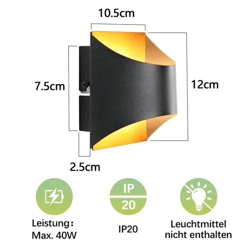 Applique Murale  Noire Et Dorée - Appliques Murales Modernes Pour Escaliers, Chambre D'enfant