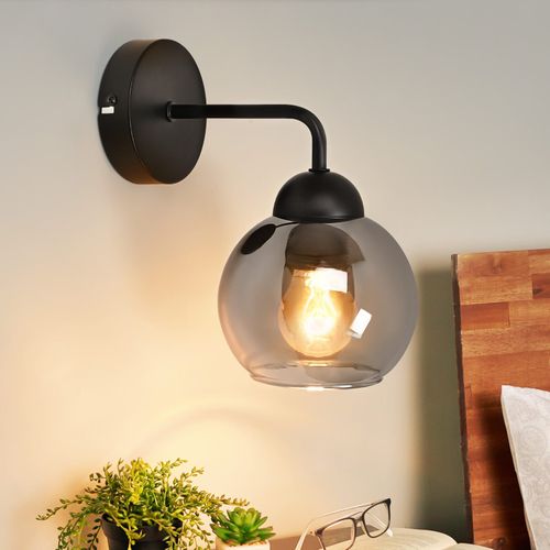 Applique Murale D'intérieur Vintage  E27 Éclairage Mural Rétro Pour Chambre à Coucher En Verre Noir
