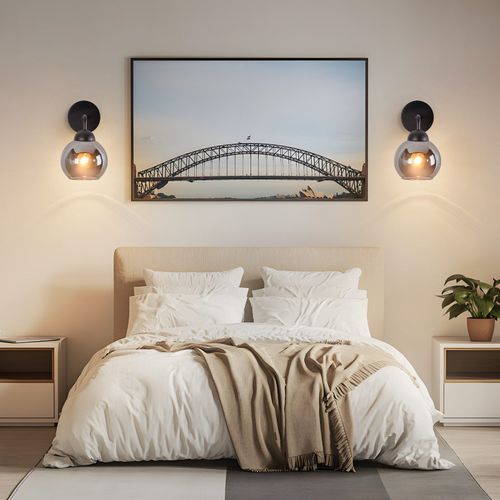 Applique Murale D'intérieur Vintage  E27 Éclairage Mural Rétro Pour Chambre à Coucher En Verre Noir