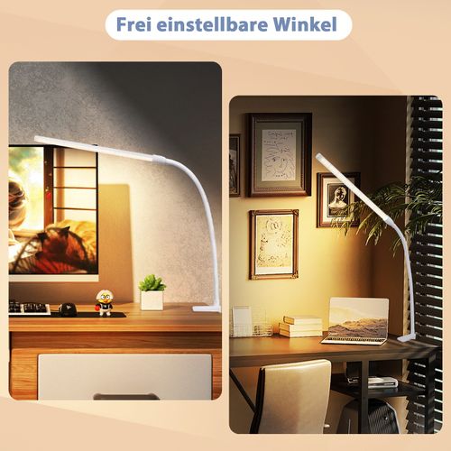 Lampe De Bureau LED à Pince Du Jour Blanche Avec 3 Températures De Couleur 5 Niveaux