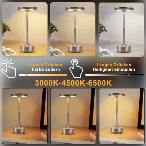 Lampe De Chevet Sans Fil À Piles Lampe De Table LED Tactile À Intensité Variable