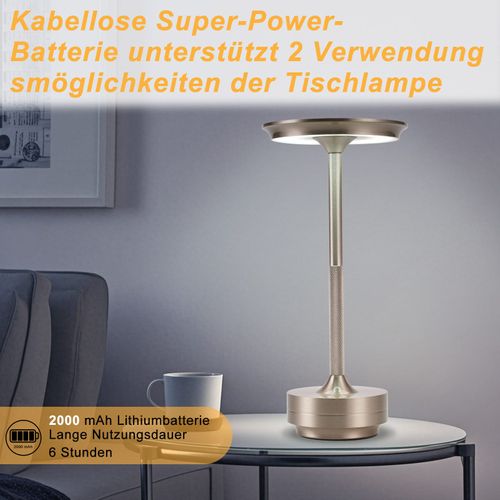 Lampe De Chevet Sans Fil À Piles Lampe De Table LED Tactile À Intensité Variable