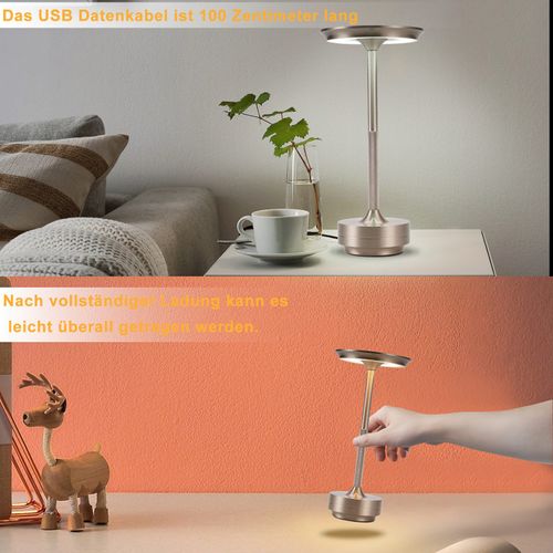 Lampe De Chevet Sans Fil À Piles Lampe De Table LED Tactile À Intensité Variable