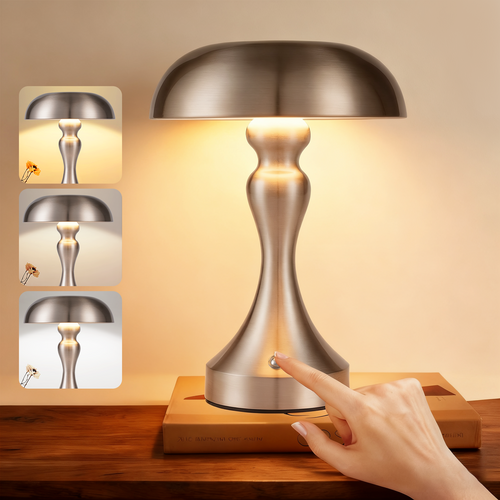 Lampe De Chevet LED Tactile, Intensité Variable, Sans Fil, Rechargeable Par USB, Style Vintage