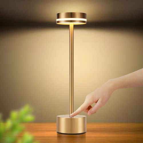 Lampe De Table LED Sans Fil Meoaow, Rechargeable Par USB-c, à Intensité Variable, Tactile, Dorée
