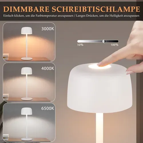 Lampe De Table LED Sans Fil, Lampe De Chevet à Réglage Continu Avec Batterie