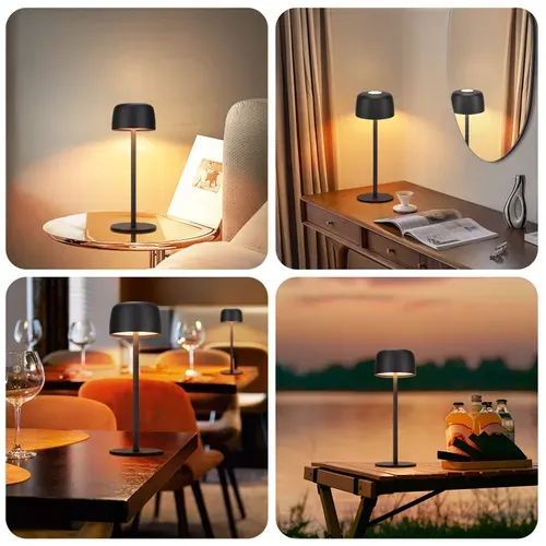 Lampe De Table LED Sans Fil, Lampe De Chevet à Réglage Continu Avec Batterie