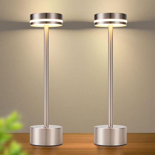 Lampe De Table LED Sans Fil  , à Piles, à Intensité Variable, Rechargeable Par USB-c, Tactile