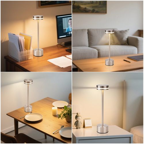 Lampe De Table LED Sans Fil  , à Piles, à Intensité Variable, Rechargeable Par USB-c, Tactile