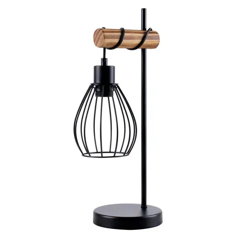 Lampe De Table Salon Lampe De Table Vintage Bois Noir Lampe De Chevet 1 Lumière Au Design Industriel