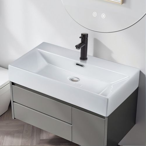 Nettlife Vasque à Poser, Lavabo De Salle De Bain Céramique Blanc - Vasque Carrée 60 X 42cm