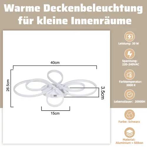 Plafonnier LED Plafonnier Salon : 30w 40cm Lampe Cuisine Plafonnier En Blanc 3000k
