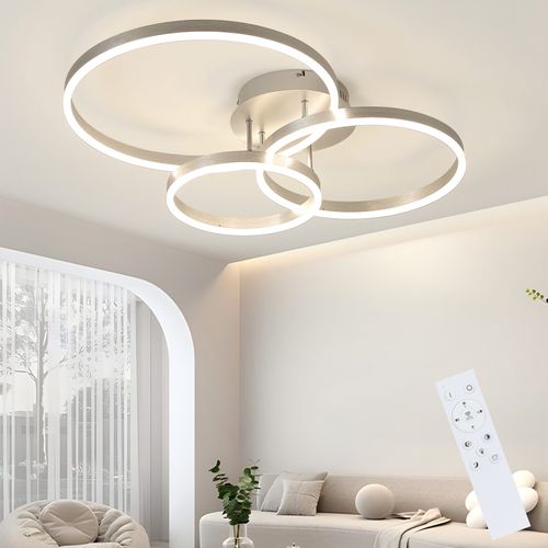 Plafonnier LED Lampe De Salon à Intensité Variable, 82 Cm, Doré, 74 W Avec Télécommande