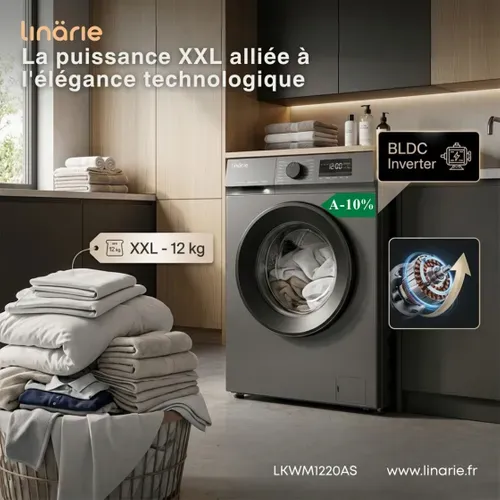 Lave-linge Hublot Lkwm1220as Gris 12kg 1200 Tours Moteur Induction 14 Programmes et Vapeur