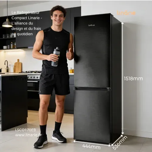 Lsco170eb Réfrigérateur Congélateur Combiné 170 Litres 2 Portes Noir Classe E