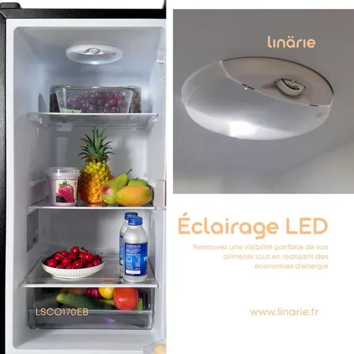 Lsco170eb Réfrigérateur Congélateur Combiné 170 Litres 2 Portes Noir Classe E