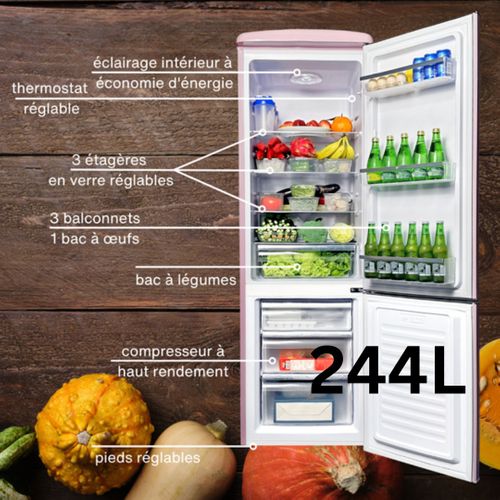 Réfrigérateur Congélateur Retro Ljco250orange 244 Litres Orange