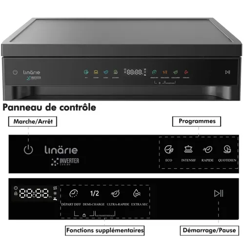 Lave-vaisselle Linarie Lfdw1446cfsb 14 Couverts 46db Noir Pose Libre