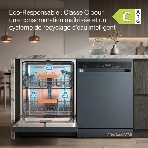 Lave-vaisselle Linarie Lfdw1446cfsb 14 Couverts 46db Noir Pose Libre