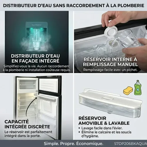 Réfrigérateur Congélateur S7dp206bkaqua 204 Litres Noir