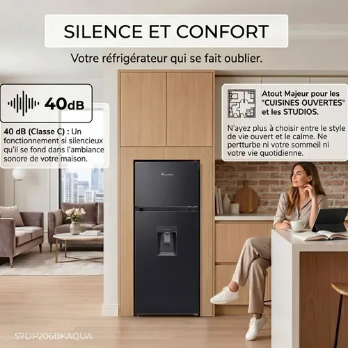 Réfrigérateur Congélateur S7dp206bkaqua 204 Litres Noir