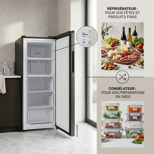 Congélateur Armoire S7ca160nfb 163 Litres Froid Ventilé Noir Brossé