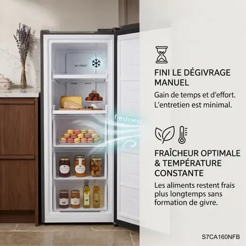 Congélateur Armoire S7ca160nfb 163 Litres Froid Ventilé Noir Brossé