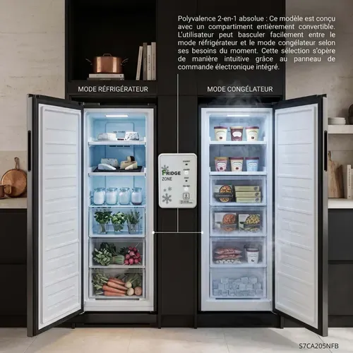 Congélateur Armoire S7ca205nfb 206 Litres Froid Ventilé Noir Brossé