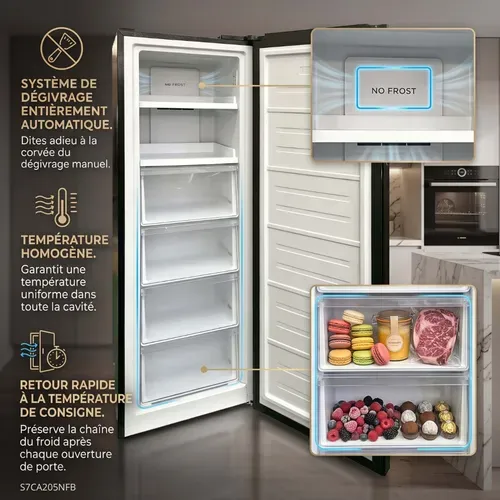 Congélateur Armoire S7ca205nfb 206 Litres Froid Ventilé Noir Brossé