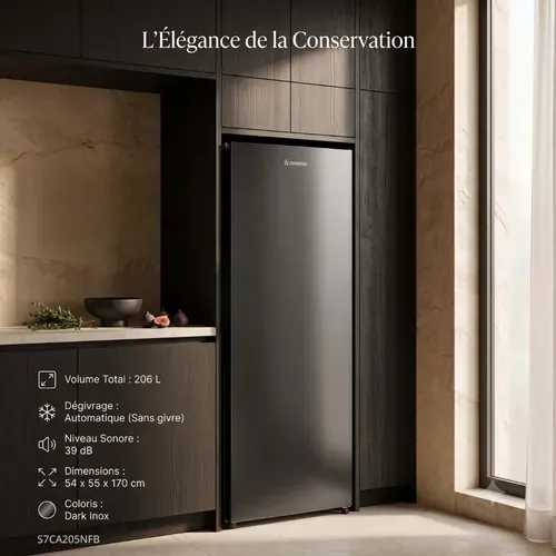 Congélateur Armoire S7ca205nfb 206 Litres Froid Ventilé Noir Brossé