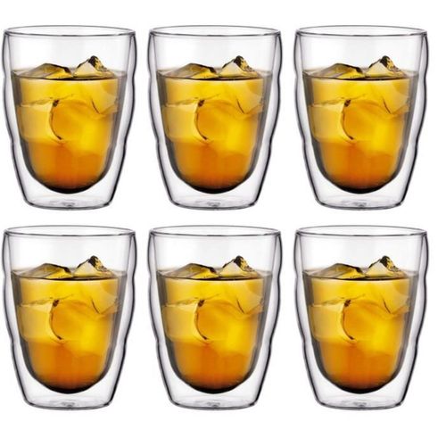 Set De 6 Verres Double Paroi Pilatus 0,25 L - Verre Borosilicate, Anti-condensation