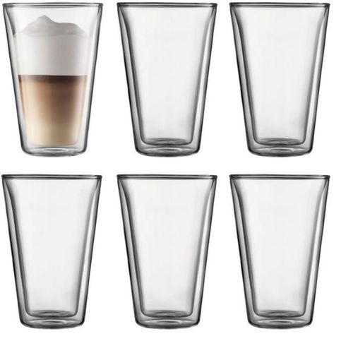 Set 6 Verres Thermo Double Paroi 0,4 L - Verre Borosilicate Transparent