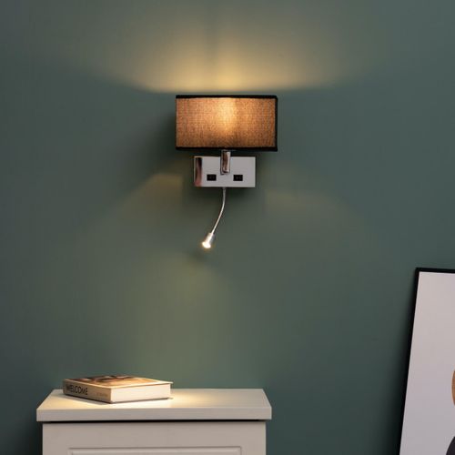 Applique Murale Liseuse Noire- Métal/tissu Adonis