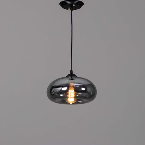 Suspension Goutte D'eau Verre Fumé Noire - Ellipse
