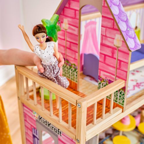 Maison De Poupée En Bois Kayla Avec 10 Accessoires Inclus